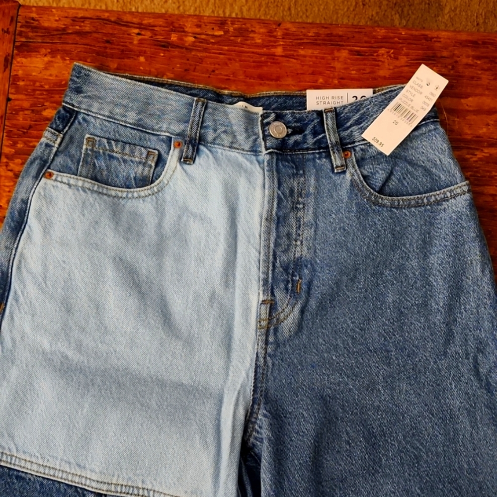 Pacsun high rise straight leg patchwork jean
